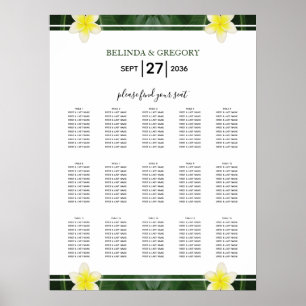 Yellow Frangipani Plumeria Wedding Chart Poster