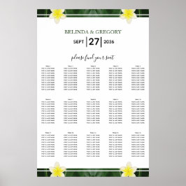 Yellow Frangipani Plumeria Wedding Chart Poster