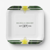 Yellow Frangipani Plumeria Wedding Pappteller (Vorderseite)
