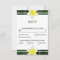 Yellow Frangipani Plumeria Wedding RSVP Cards