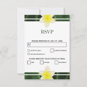 Yellow Frangipani Plumeria Wedding RSVP Cards Karte