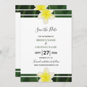 Yellow Frangipani Plumeria Wedding Save the Date (Vorne/Hinten)