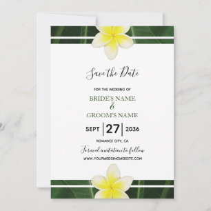 Yellow Frangipani Plumeria Wedding Save the Date