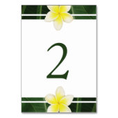Yellow Frangipani Plumeria Wedding Tischnummer (Rückseite)