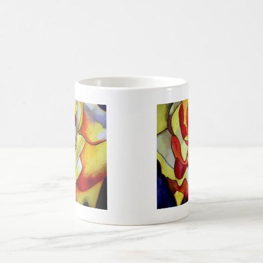 Yellow Freesia Aquarell Originalkunst Blume Kaffeetasse (Mittel)