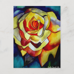 Yellow Freesia Aquarell Originalkunst Blume Postkarte