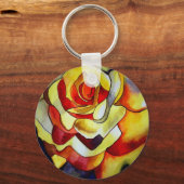 Yellow Freesia Aquarell Originalkunst Blume Schlüsselanhänger (Vorderseite)