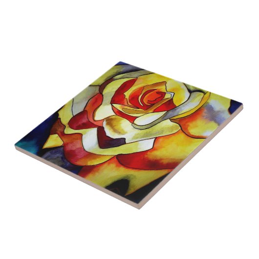 Yellow Freesia Blume Aquarellmalerei Fliese (Seite)