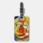 Yellow Freesia Blume Aquarellmalerei Gepäckanhänger (Vorderseite vertikal)