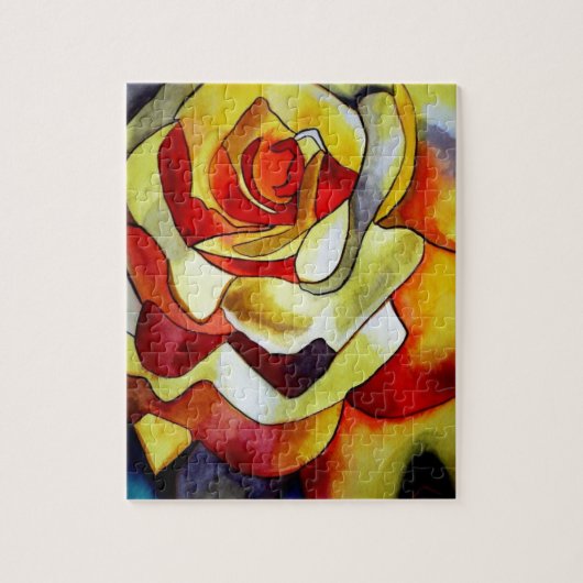 Yellow Freesia Blume Aquarellmalerei Puzzle (Vertikal)