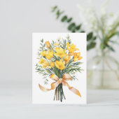 Yellow Freesia Blume Boquet Postkarte (Stehend Vorderseite)