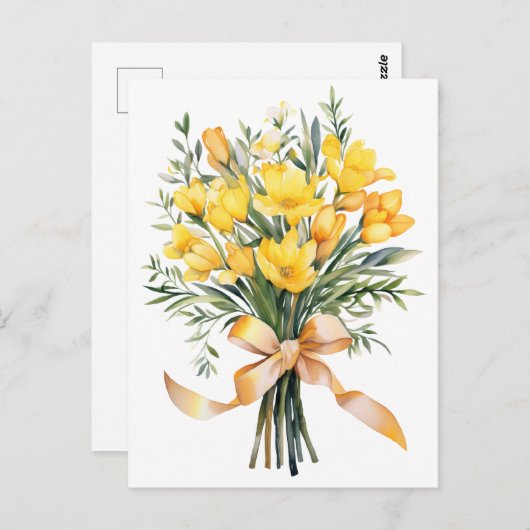 Yellow Freesia Blume Boquet Postkarte (Vorne/Hinten)