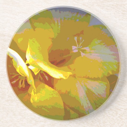Yellow Freesia Digital Manipulation Sandstein Untersetzer (Vorne)