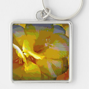 Yellow Freesia Digital Manipulation Schlüsselanhänger