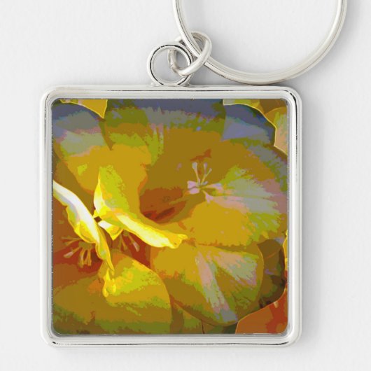 Yellow Freesia Digital Manipulation Schlüsselanhänger (Vorne)