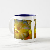 Yellow Freesia Digital Manipulation Zweifarbige Tasse (Vorderseite Links)