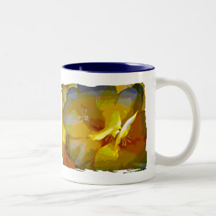 Yellow Freesia Digital Manipulation Zweifarbige Tasse