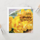 Yellow Freesias 50. Hochzeitstag Karte (Vorderseite/Rückseite Beispiel)
