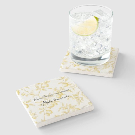 Yellow Fruit Lemons Make Lemonade Steinuntersetzer (Seitenansicht)