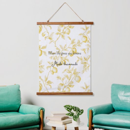 Yellow Fruit Lemons Make Lemonade Wandteppich Mit Holzrahmen (Wohnzimmer)
