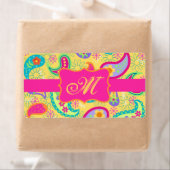 Yellow Fuchsia Pink Modern Paisley Monogram (Insitu)