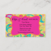Yellow Fuchsia Pink Modern Paisley Monogram Visitenkarte (Rückseite)