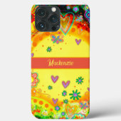 Yellow Fun Heart Blume personalisieren Case-Mate iPhone Hülle (Rückseite)