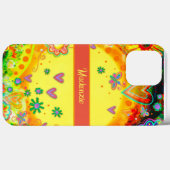 Yellow Fun Heart Blume personalisieren Case-Mate iPhone Hülle (Rückseite (Horizontal))