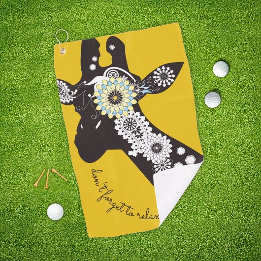Yellow Funky Cool Paisley Giraffe Inspiration Golfhandtuch