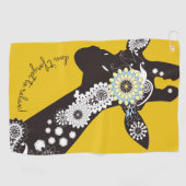 Yellow Funky Cool Paisley Giraffe Inspiration Golfhandtuch (Horizontal)
