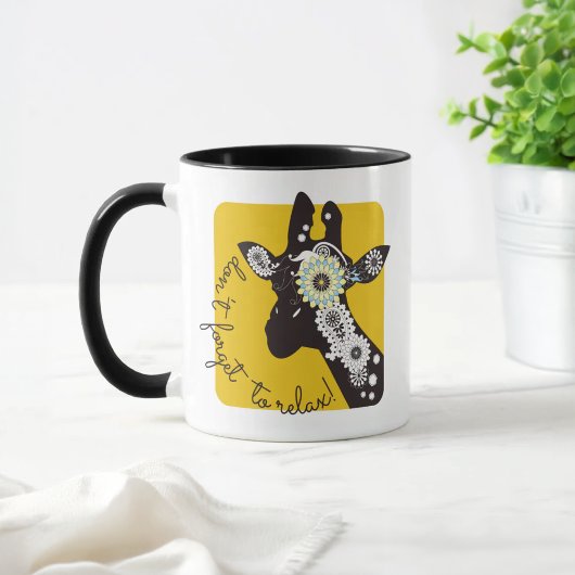 Yellow Funky Funny Paisley Giraffe Coffee Tasse