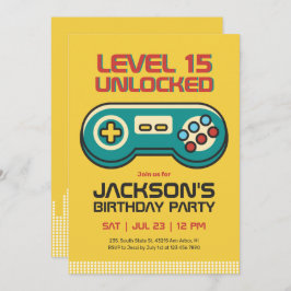 Yellow Gaming Video Game Player Gamer Boy Geburtst Einladung