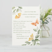 Yellow Garden Foliage Butterfys Annual Picnic Einladung (Stehend Vorderseite)