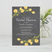 Yellow Garden Rose Bridal Dusche Einladung (Stehend Vorderseite)