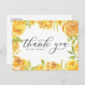Yellow Garden Rose Rahmen Wedding Danke Postkarte (Vorne/Hinten)