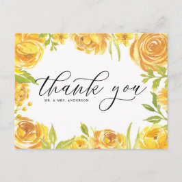 Yellow Garden Rose Rahmen Wedding Danke Postkarte