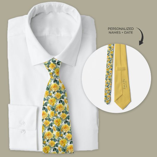 Yellow Garden Rose Trauzeugen Neck Tie Krawatte