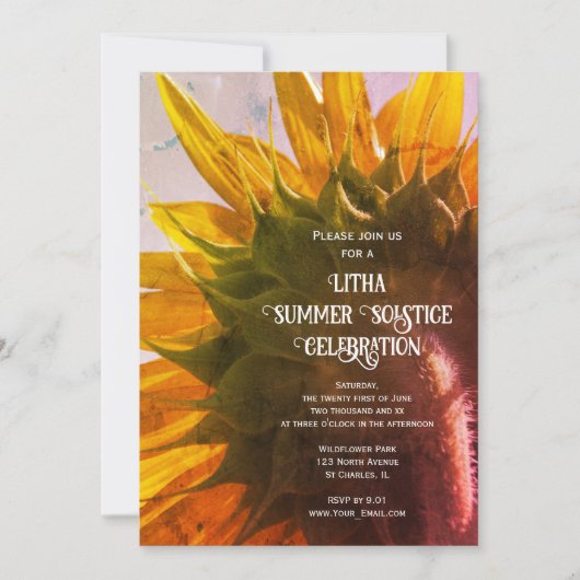Yellow Garden Sonnenblume Litha Summer Solstice Einladung (Vorderseite)