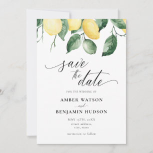 Yellow Garden Summer Lemons Save the Date Card Einladung