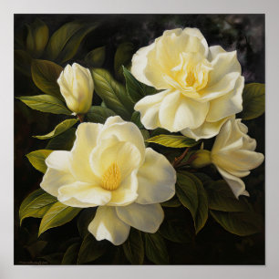 Yellow Gardenias Blume Art Print Poster