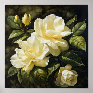Yellow Gardenias Blume Art Print Poster