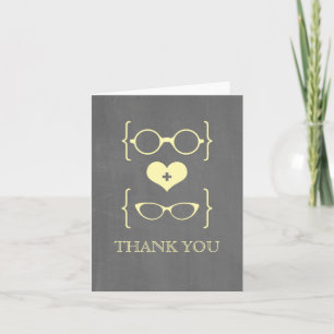 Yellow Geeky Glasses Chalkboard Danke Karte