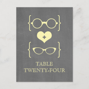 Yellow Geeky Glasses Chalkboard Table Postcard Postkarte