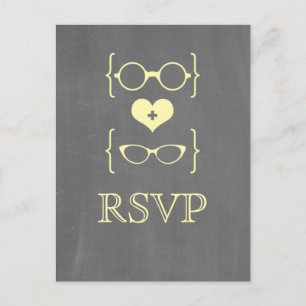 Yellow Geeky Glasses Chalkboard UAWG Postkarte