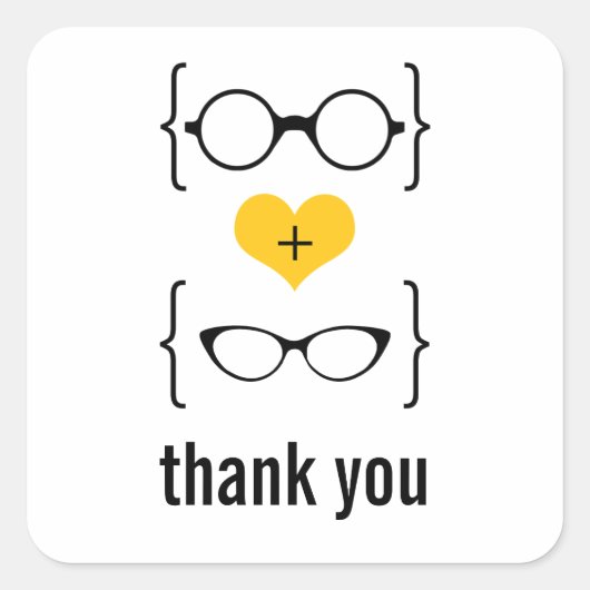 Yellow Geeky Glasses Dankeschön an Stickers (Vorderseite)