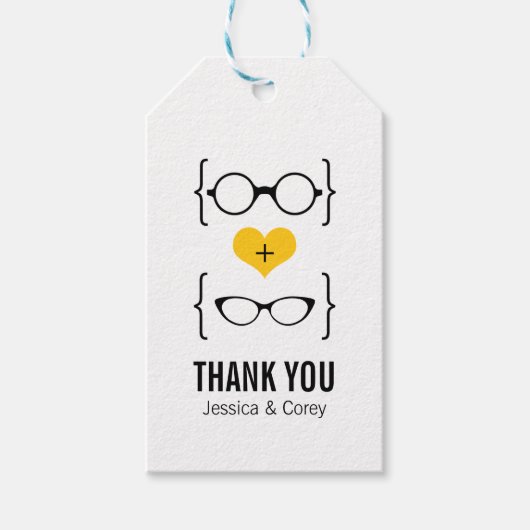 Yellow Geeky Glasses Gift Tags Geschenkanhänger (Vorderseite)