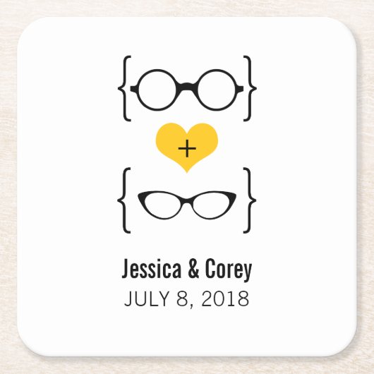 Yellow Geeky Glasses Paper Untersetzer (Vorderseite)