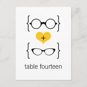 Yellow Geeky Glasses Tischnummer Postcard