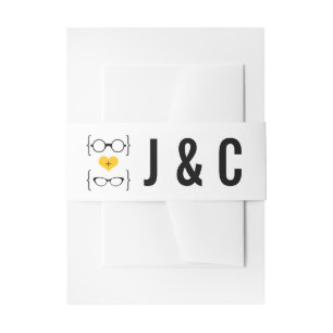 Yellow Geeky Glasses Wedding Bly Bands Einladungsbanderole