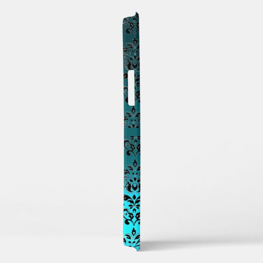 YELLOW GEMSTONE MON Aquamarin Aqua Blue Damask Case-Mate iPhone Hülle (Rückseite / Rechts)